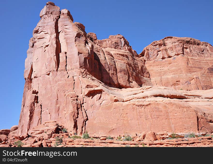 Huge Sandstone Rocks in Arches National Park, Utah in the USA