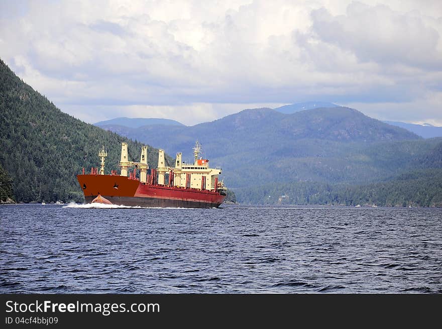 Departure of the ship from Port Alberny. Vancouver island. Canada. Departure of the ship from Port Alberny. Vancouver island. Canada.