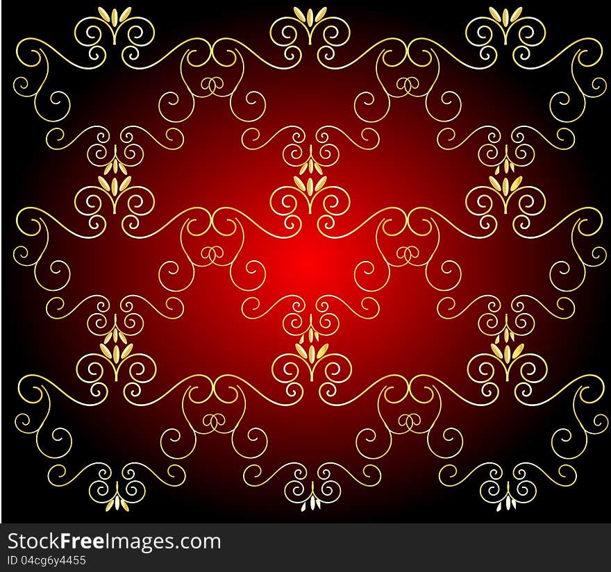 Vintage background with golden swirls