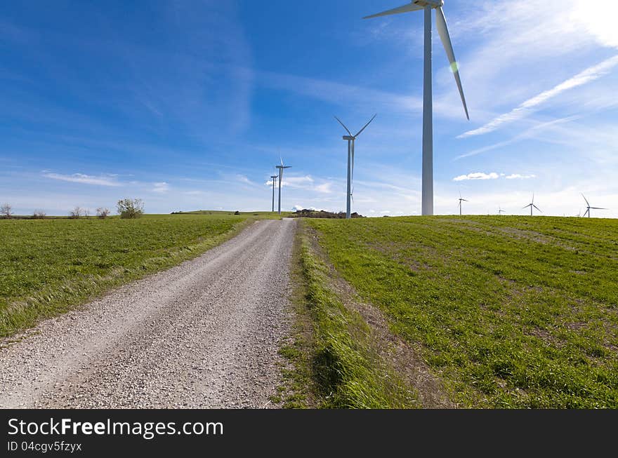 Wind turbines for renewable energy conversion located in Tarragona. Wind turbines for renewable energy conversion located in Tarragona