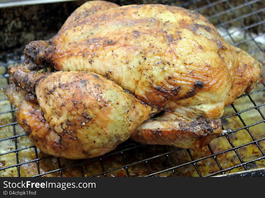 The Roast chicken from oven with herb