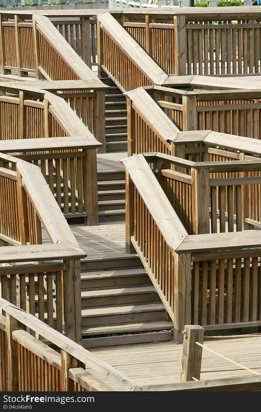 The close-up of wooden stairs