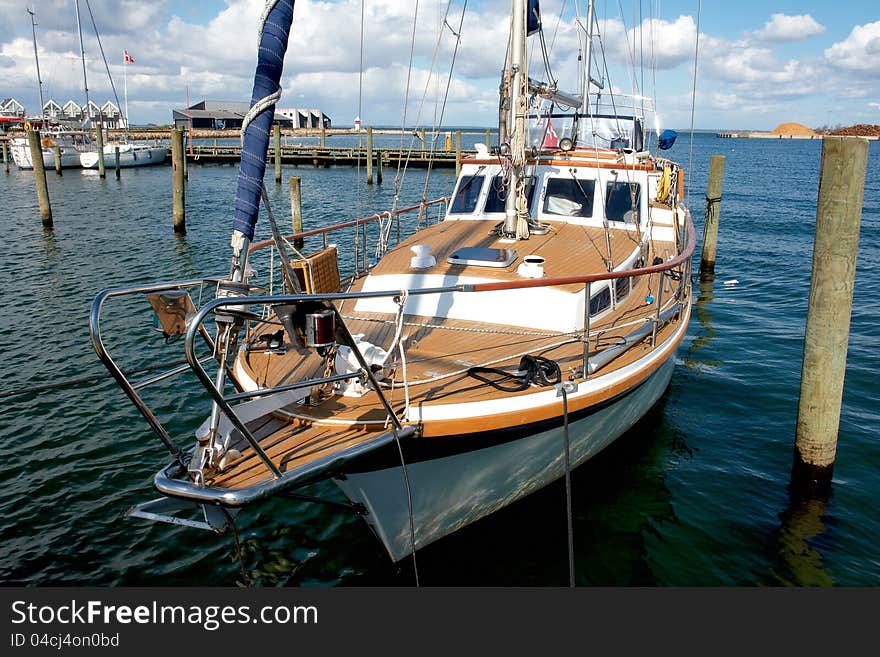 Beautiful classical sail yacht in frontal view