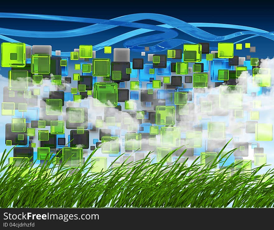 Abstract conception of future global warming as a background