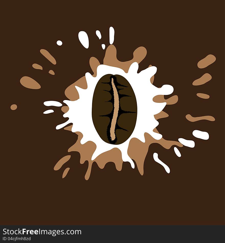 A drop of coffee bean coffee and milk. A drop of coffee bean coffee and milk