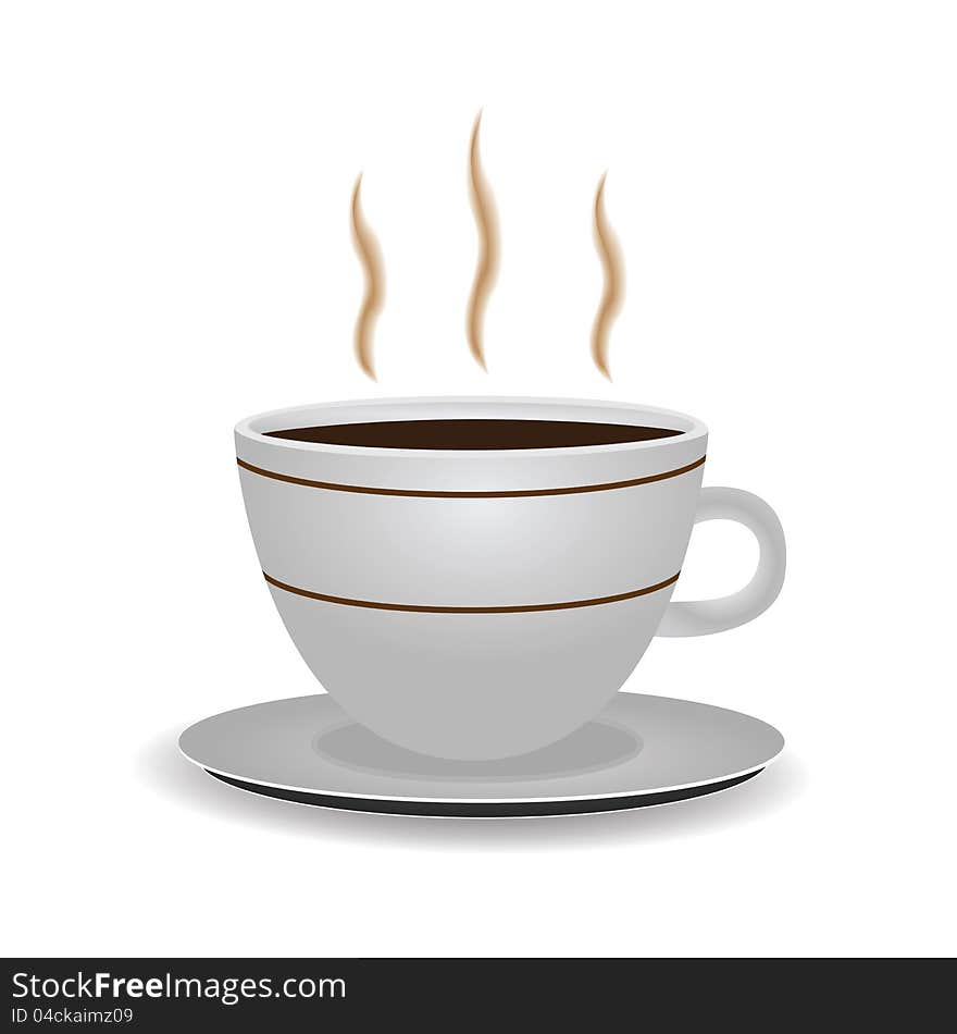 White cup of coffee on white background. White cup of coffee on white background.