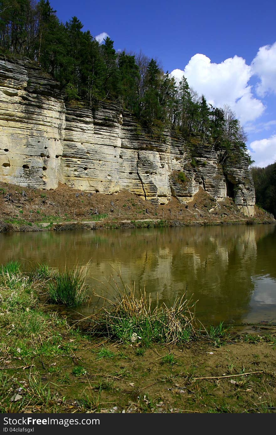 Lake with rock