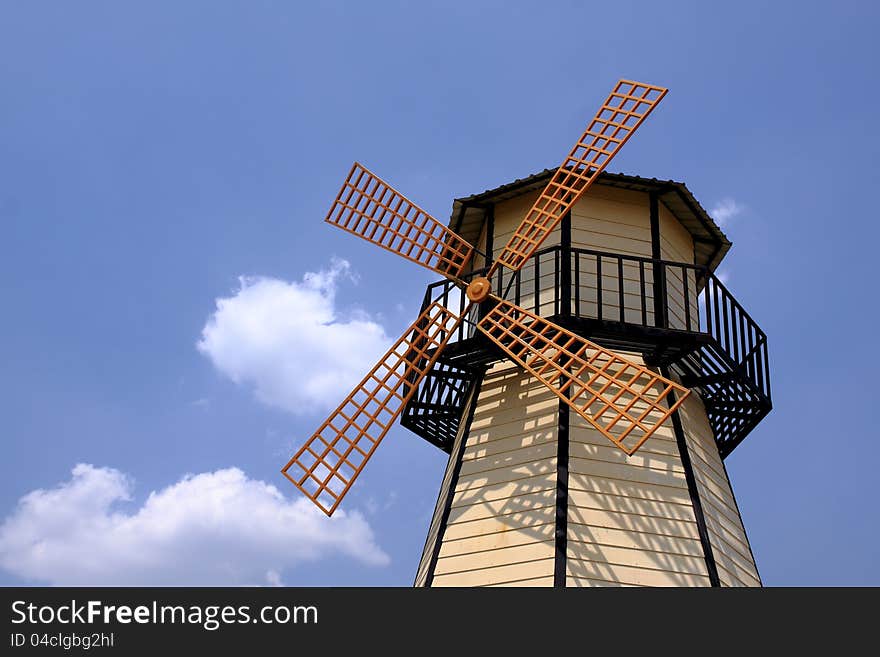 Windmill with  blue sky background