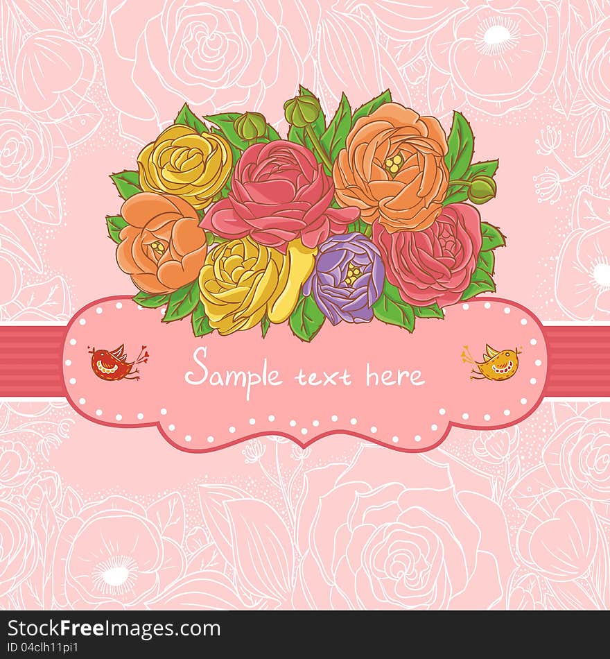 Hand Drawn Vector Floral Frame