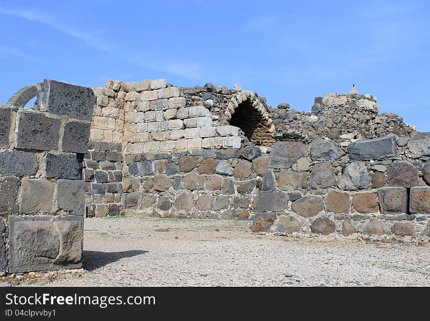 The walls of crusaders' castle Kohav Ha-Yarden in Israel. The walls of crusaders' castle Kohav Ha-Yarden in Israel