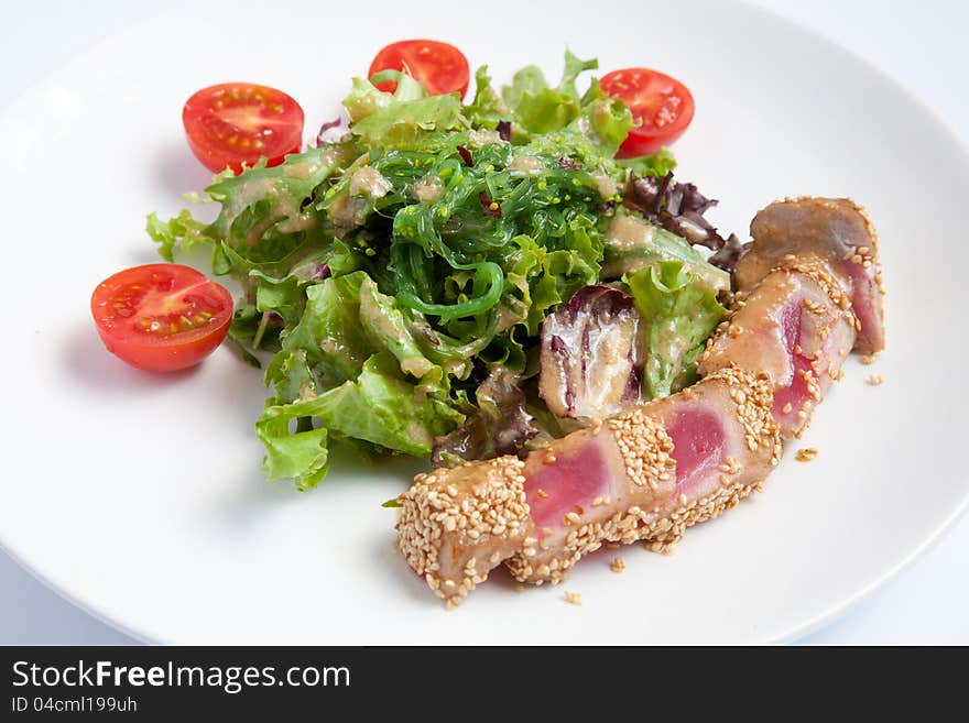 Eel with vegetables in sesame. Eel with vegetables in sesame