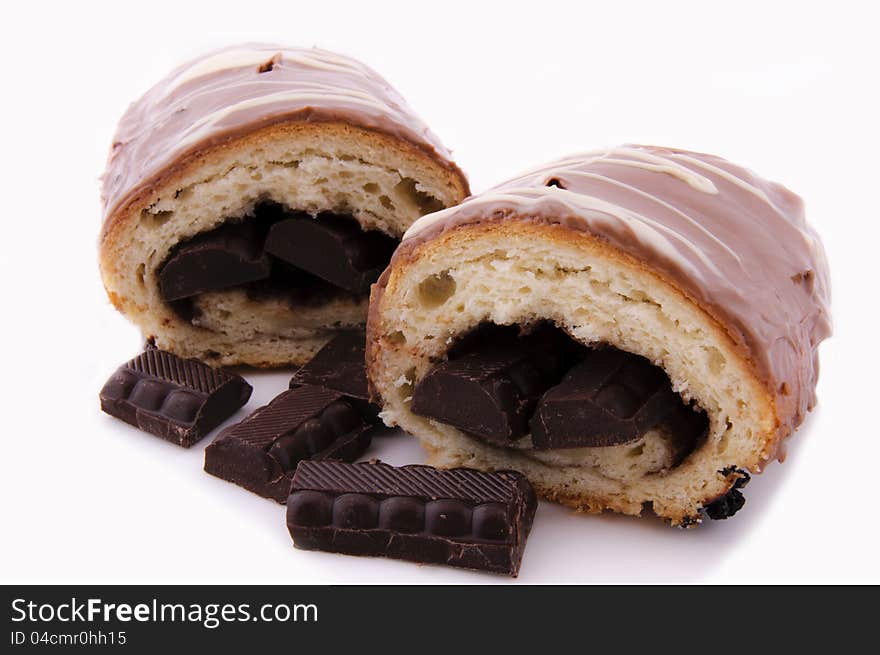 Choco croissant isolated on white