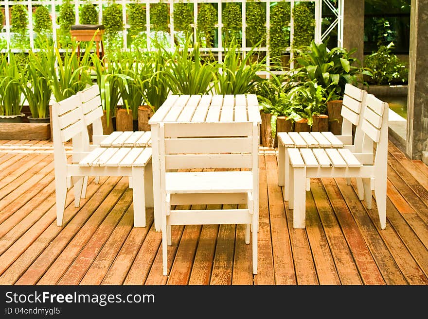 Relax corner with a white table set