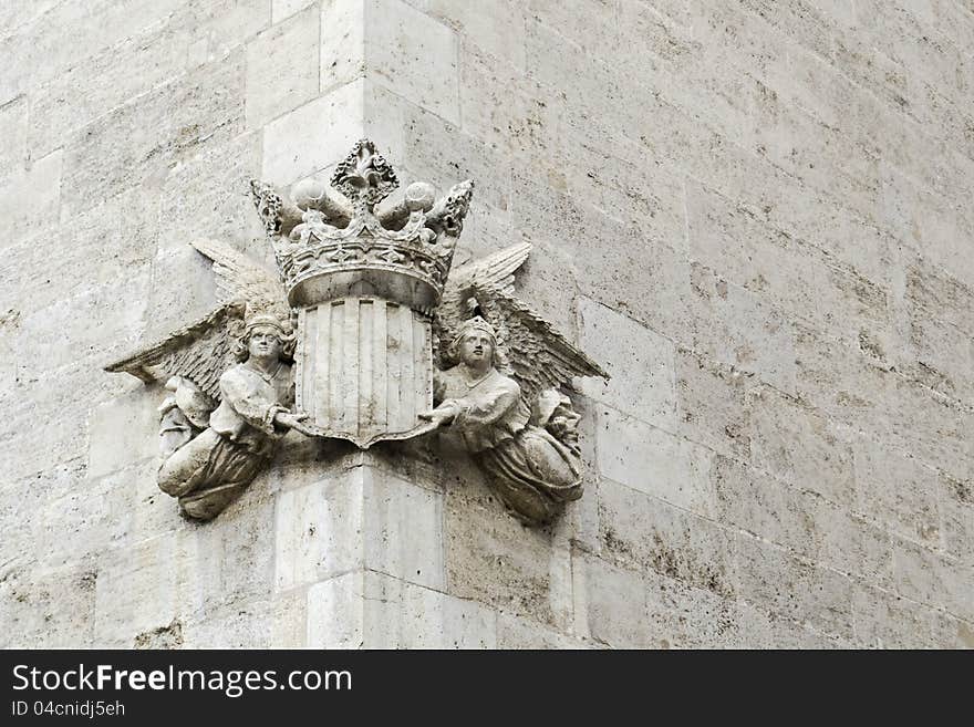 Statues on the facade of church. Statues on the facade of church