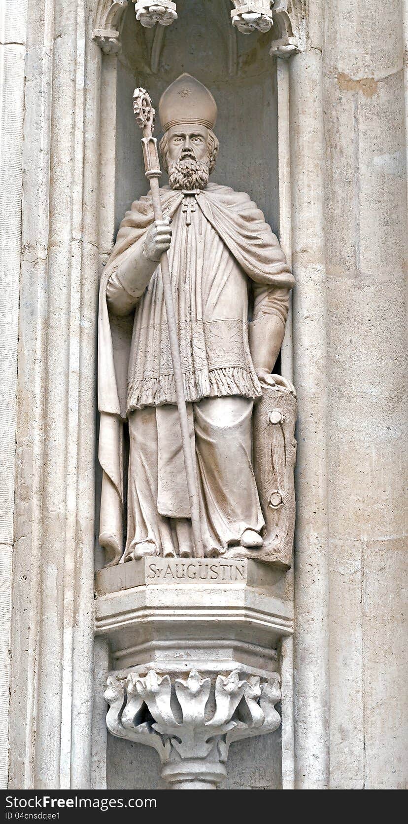 St.Augustin sculpture at the cathedral gate, Zagreb Cathedral