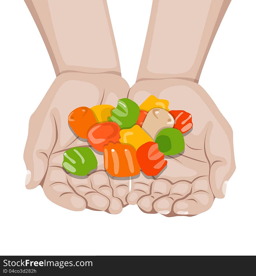 Hand jellybeans offering