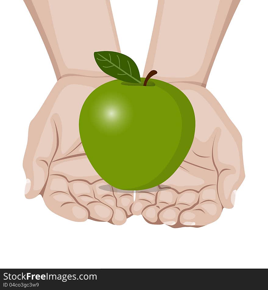 Hands offering a apple