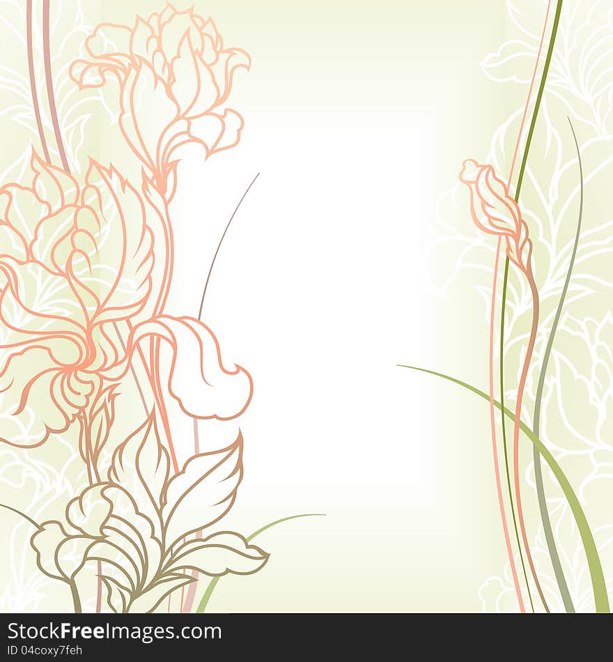 vector illustration of a red flowers with leafs