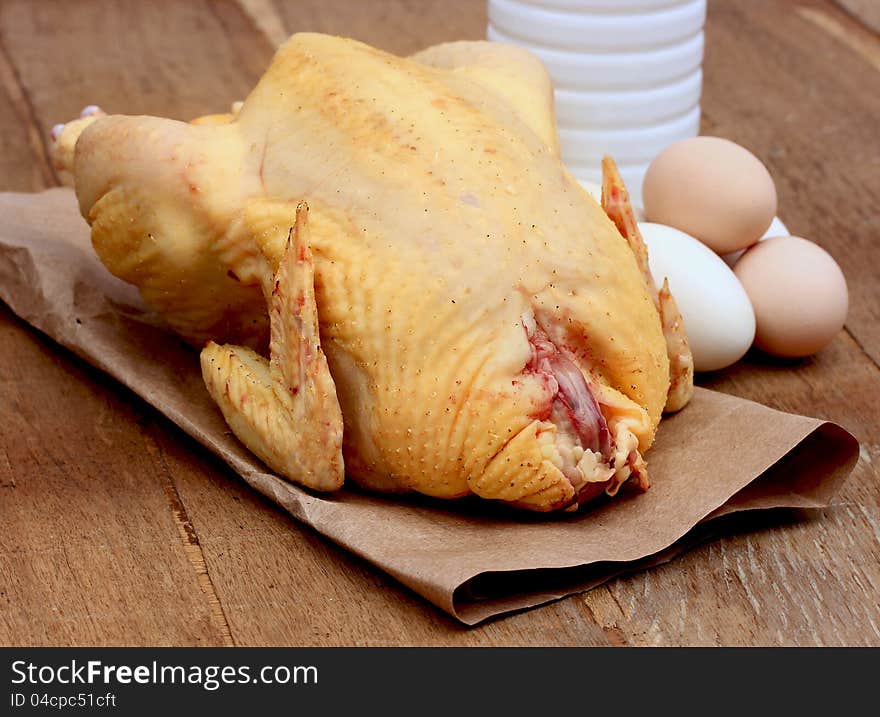 Fresh household food - chicken, eggs and pair milk. Fresh household food - chicken, eggs and pair milk