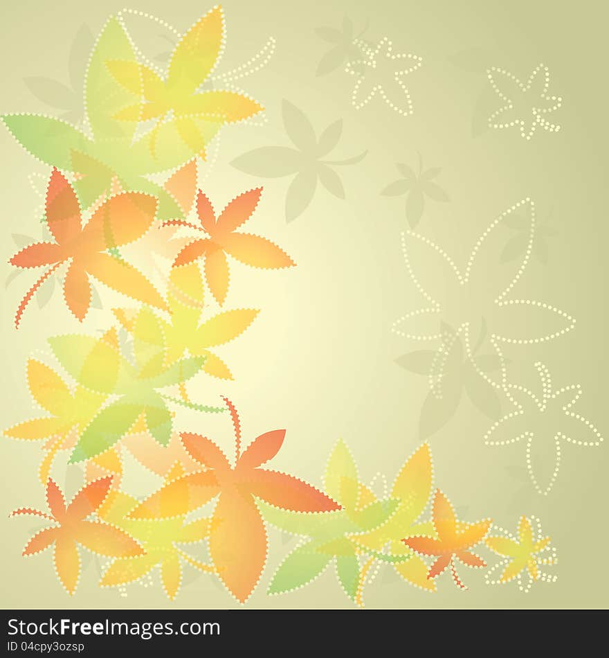 Vector autumn background with leaves