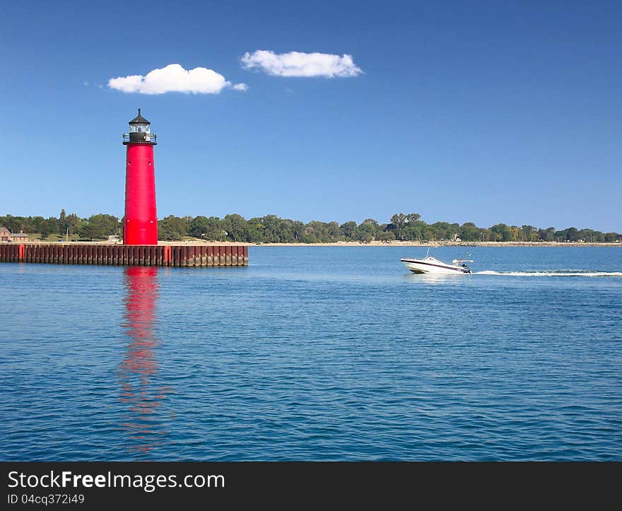 Lighthouse on Lake Michigan