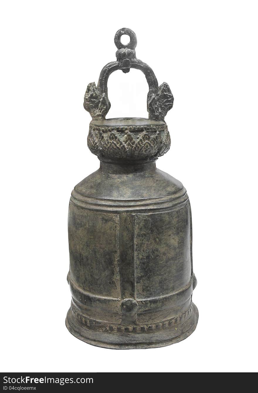 Old hand-made gray metal prayer bell from Tibet. Isolated on white. Old hand-made gray metal prayer bell from Tibet. Isolated on white.