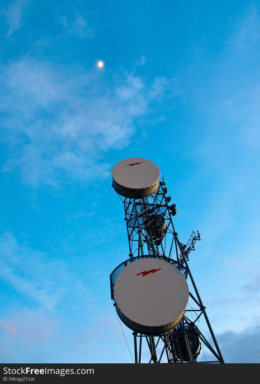 Communications tower rising to the stars