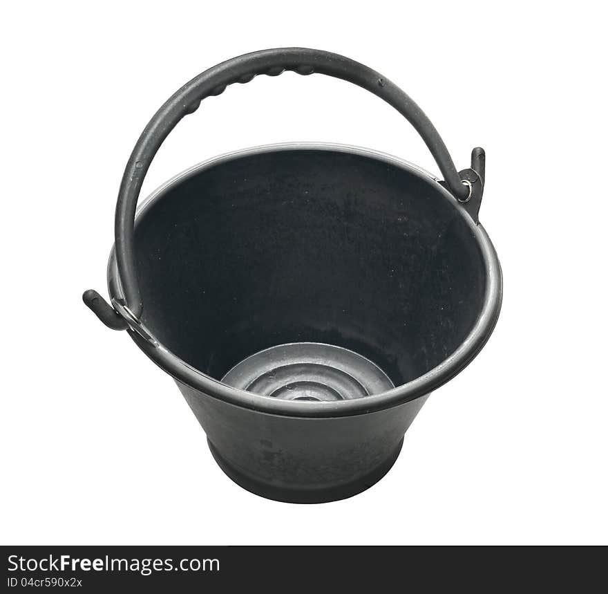 Black plastic bucket for heavy duty isolated on white background