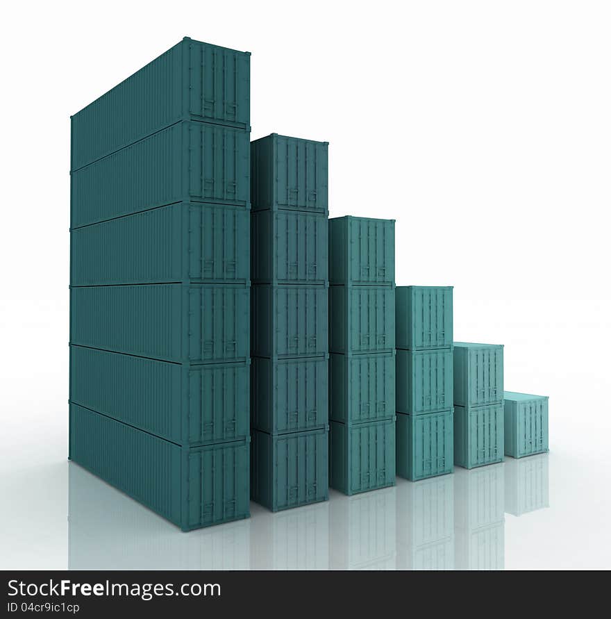 Diagram of increasing exportation. 3d rendered illustration.