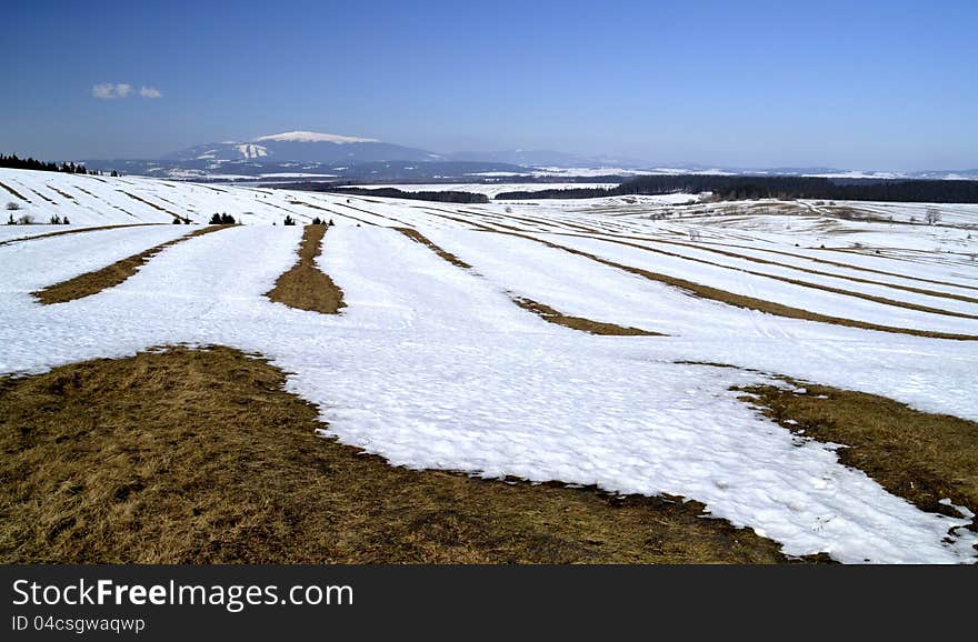 Spring country nature white sky blue moutain naturel