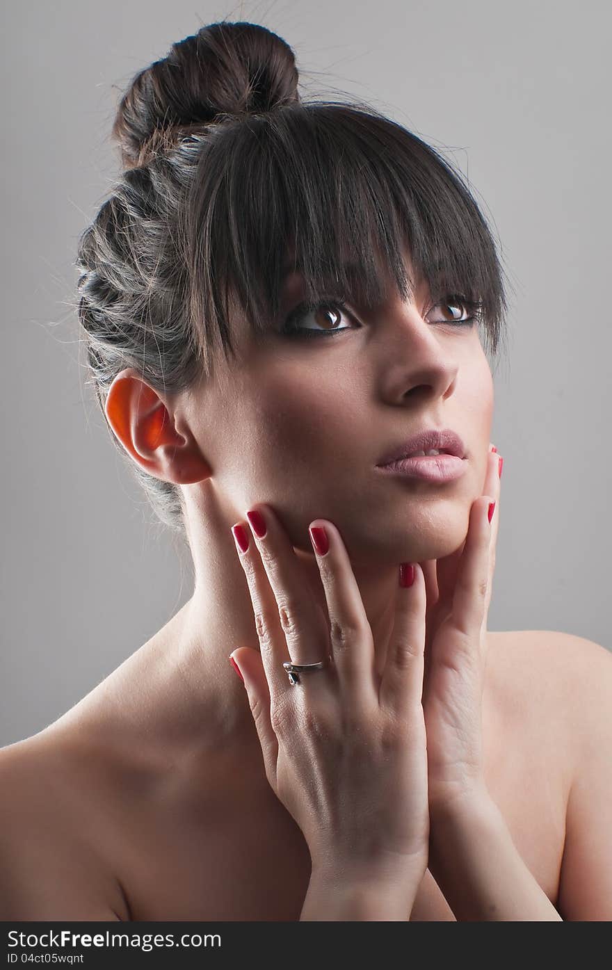 Woman closeup portrait with beautiful stilish hair. Woman closeup portrait with beautiful stilish hair