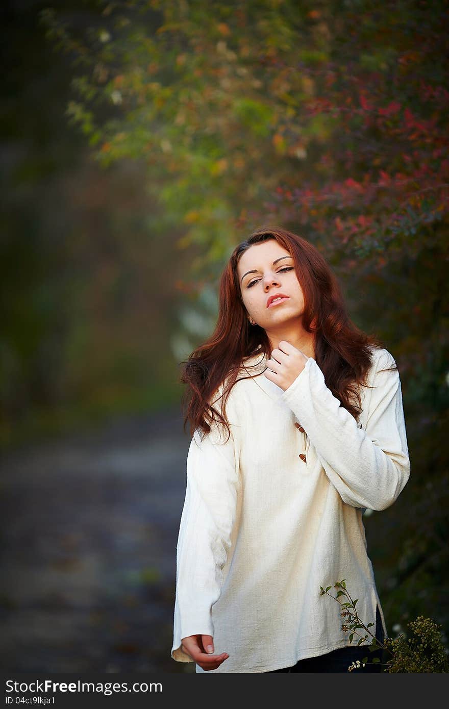 Girl having a rest on nature in autumn. Girl having a rest on nature in autumn