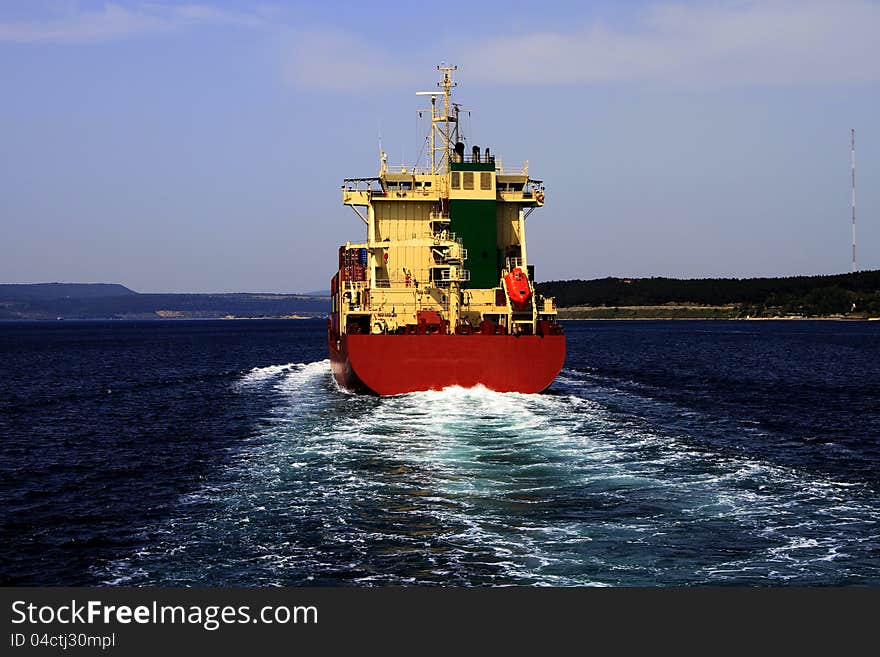 Container ship in the Dardanelles