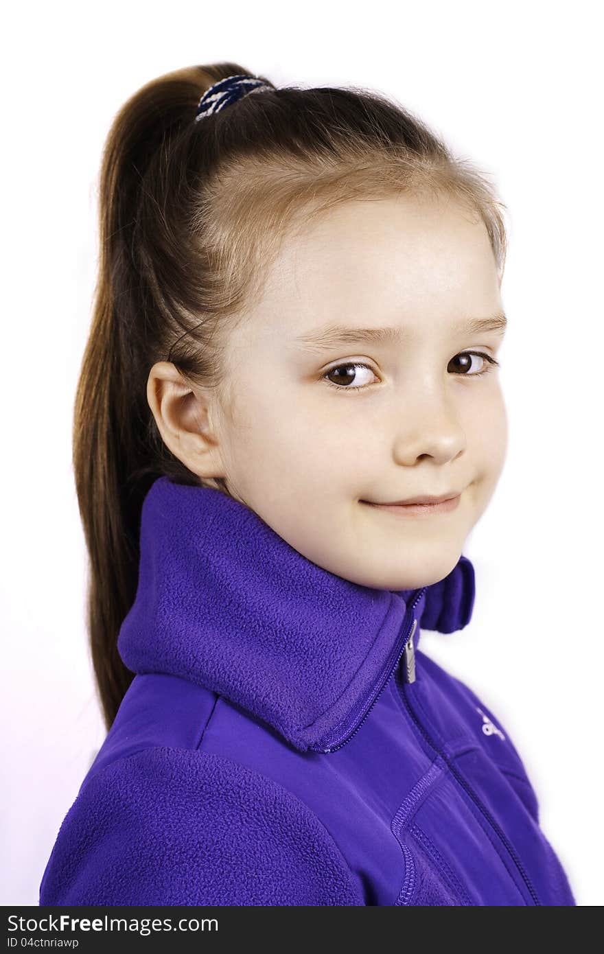 Portrait of little beautiful girl isolated on white background