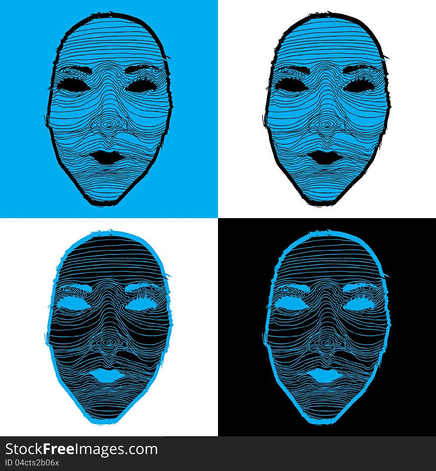 Masque- blue background illustration of mask