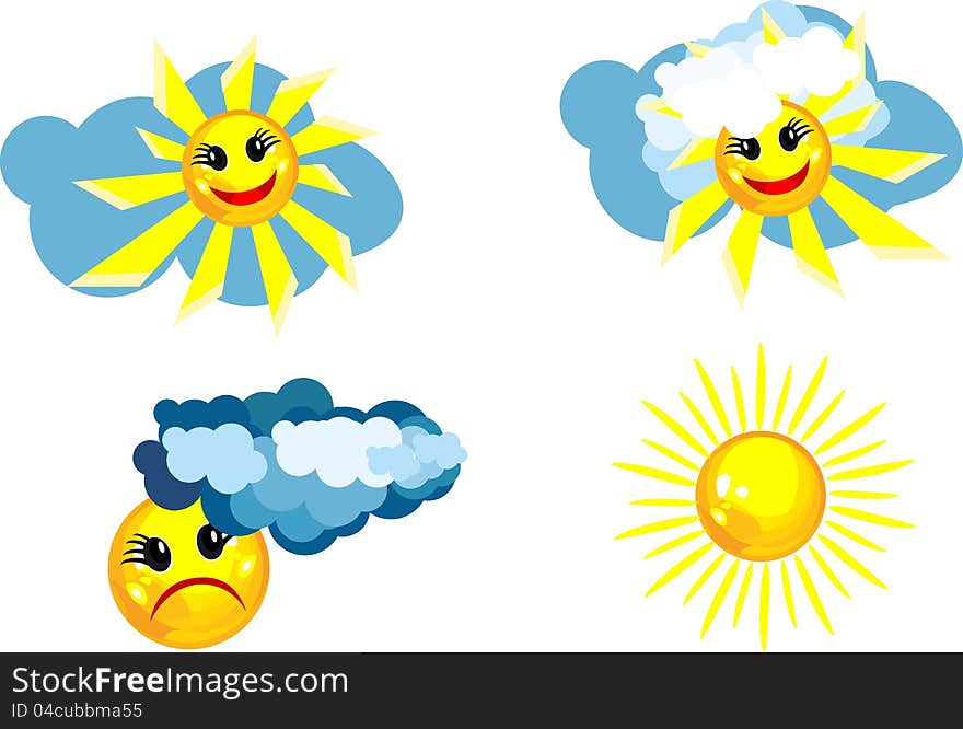 several bright and smiling suns hmuryaschihsya from impending rain clouds. several bright and smiling suns hmuryaschihsya from impending rain clouds