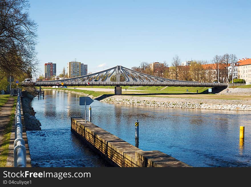 New bridge over Vltava river in Ceske Budejovice, Czech Republic