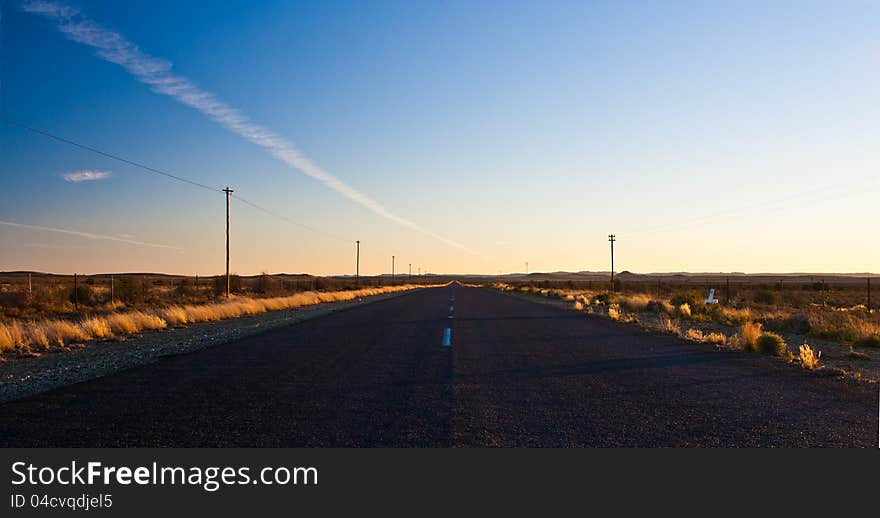 Sunset on the road