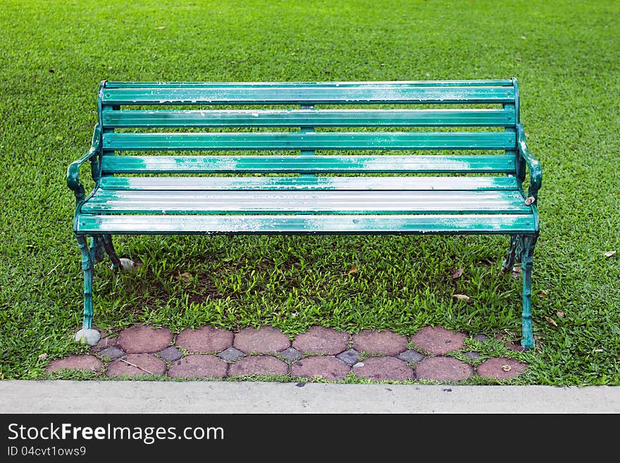 Chairs for relaxing in the Nature Park green. Chairs for relaxing in the Nature Park green.