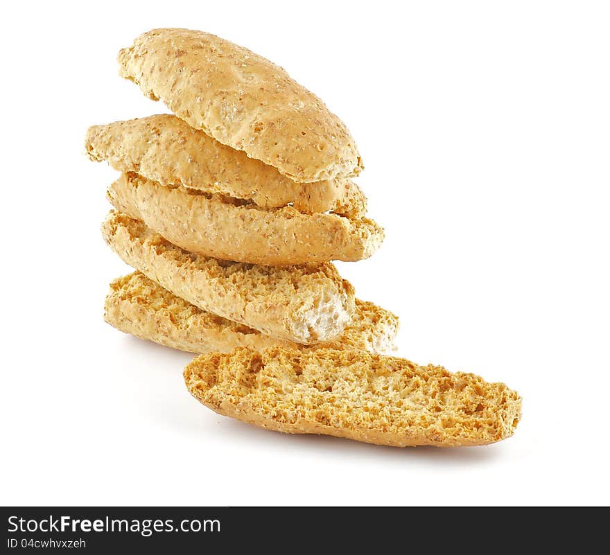 Whole grain biscuits isolated on white background