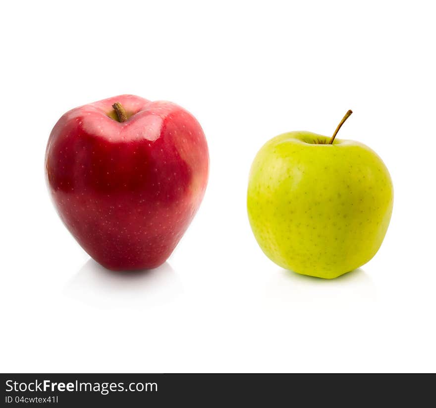 Two apples.  on white. Two apples.  on white