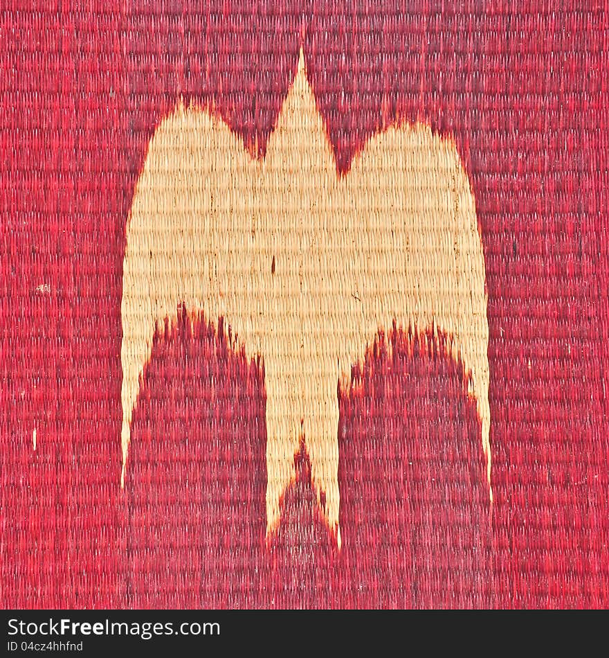 Bird flying, texture of reed mat