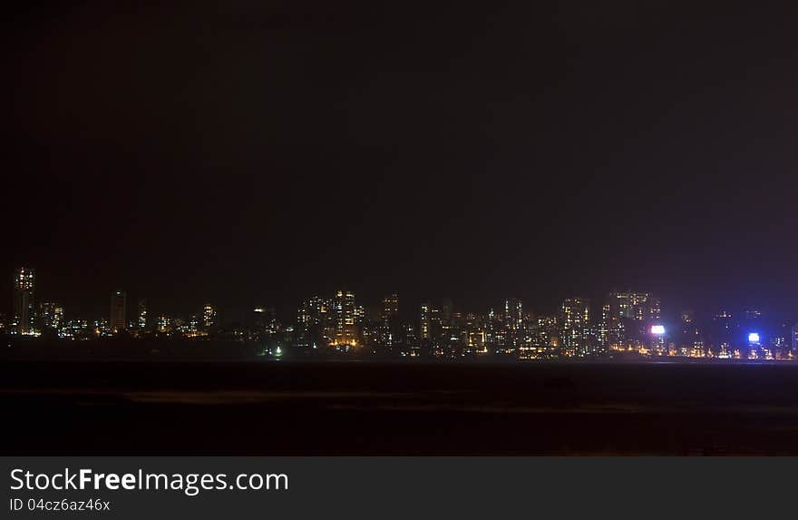 Night view of skyline in Mumbai