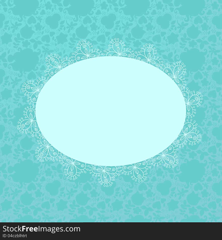 Tender lacy nand drawn vector vignette in emerald tones. Tender lacy nand drawn vector vignette in emerald tones