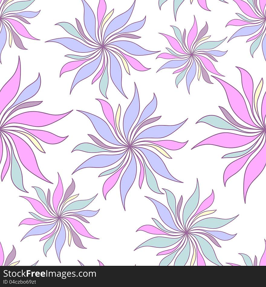 Stylized pastel spring flowers seamless pattern. Stylized pastel spring flowers seamless pattern