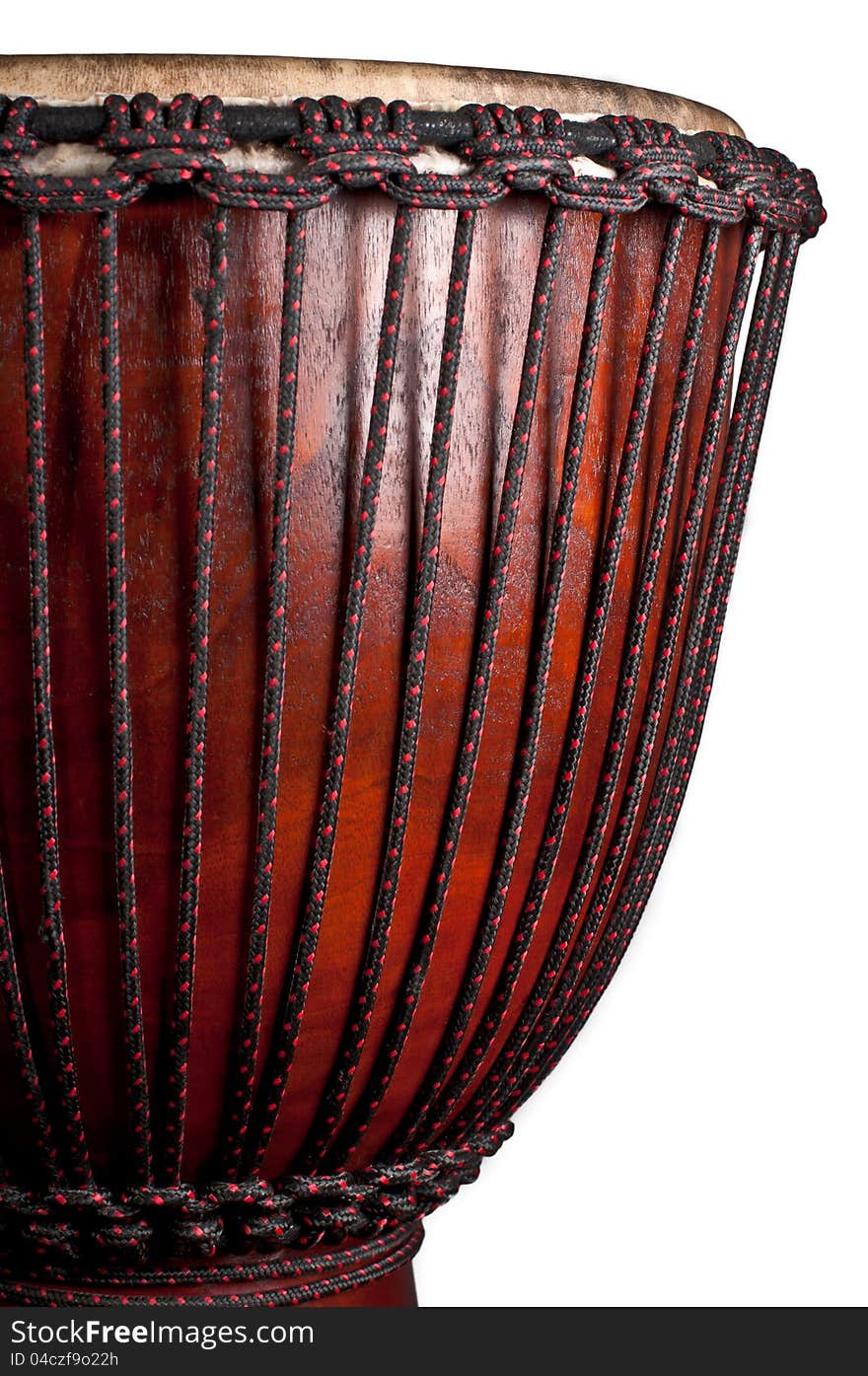 Close up of the djembe isolated on white background