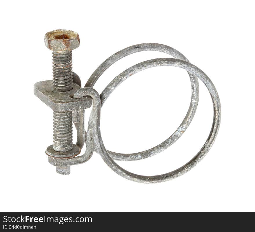 Old hose Clamp isolated on white background