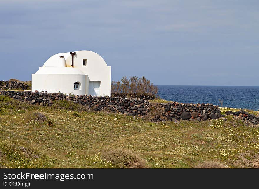 Traditional house at the Cyclades on Santorini island in Greece. Traditional house at the Cyclades on Santorini island in Greece