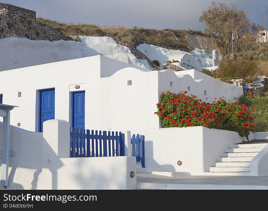 Traditional house from the cyclades on Santorini island of the aegean sea in Greece. Traditional house from the cyclades on Santorini island of the aegean sea in Greece