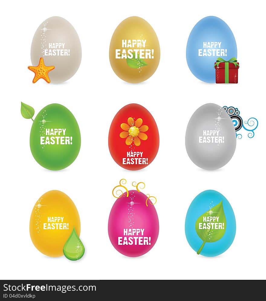 Colored clean and creative nature easter eggs set